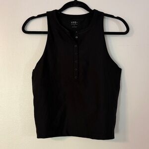 YPB sculptLUX button tank Black Sleeveless Women's Top